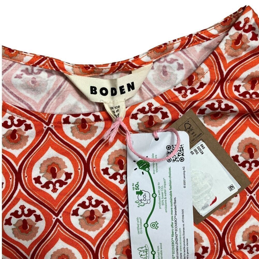 Boden Dress Women’s 6 Geometric Print Jersey Short Sleeve Orange - Picture 4 of 11